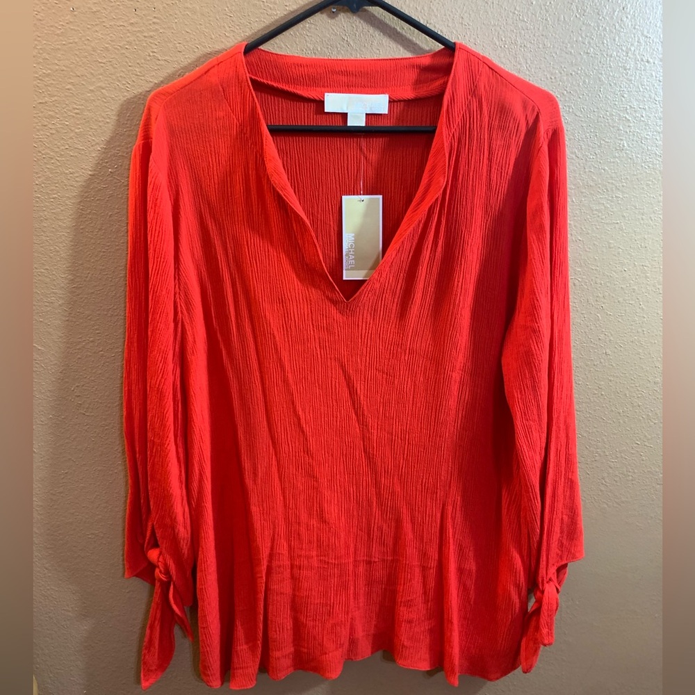 Michael Kors Bright Red/Orange Blouse - NWT XL